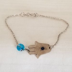 Sterling Silver Evil Eye Hamsa Spinel Bracelet